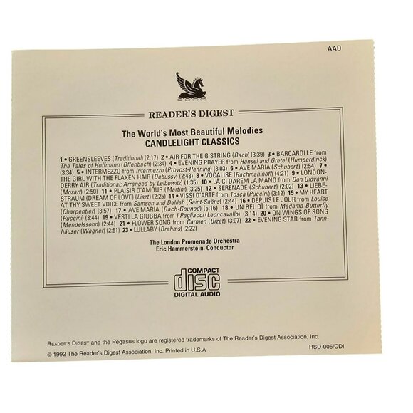 Readers Digest Candlelight Classics CD Worlds Most Beautiful Melodies 37649cd - Picture 2 of 2